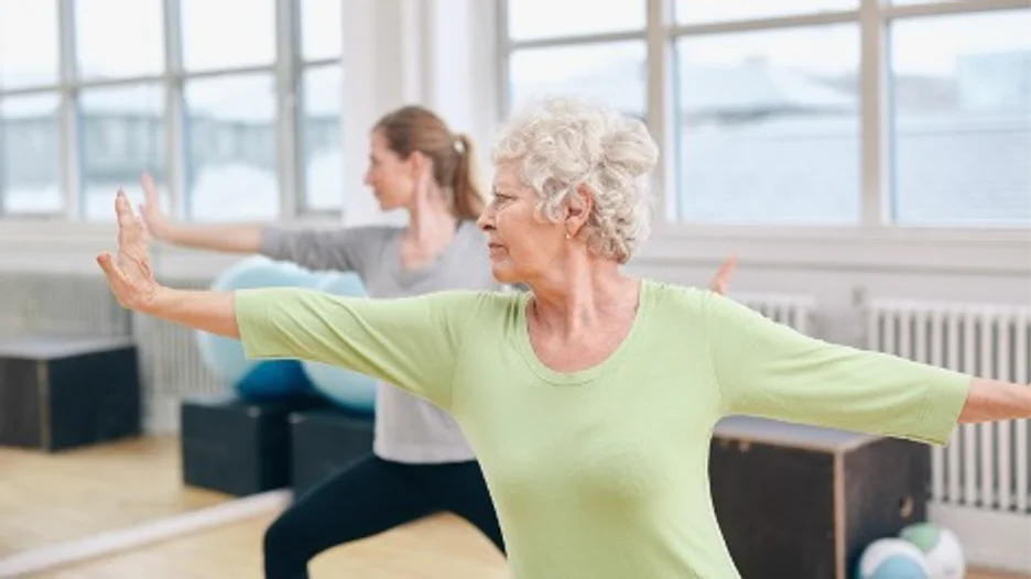 A group of women doing yoga