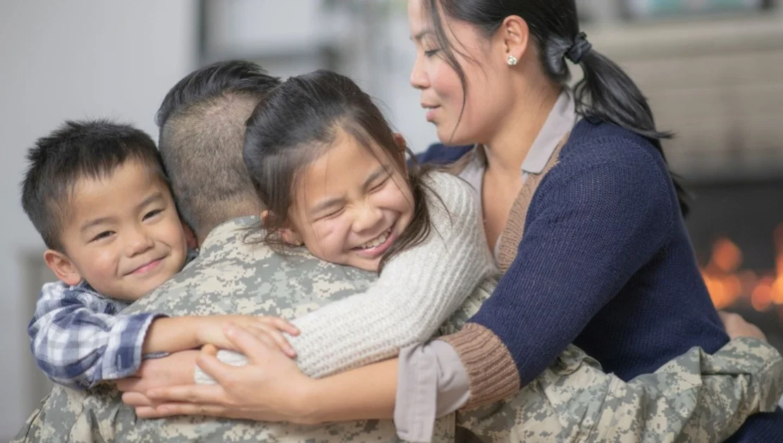 Family members embracing one another