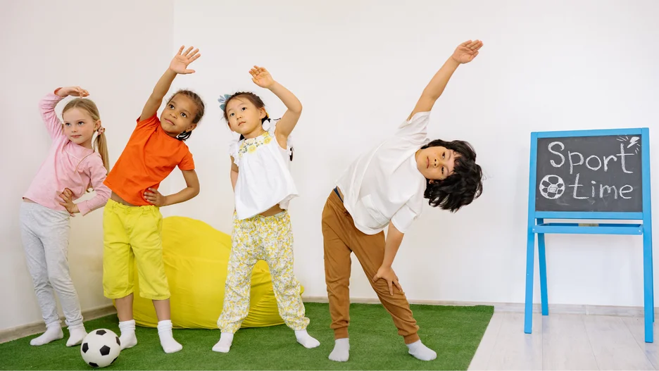 Four children doing exercise